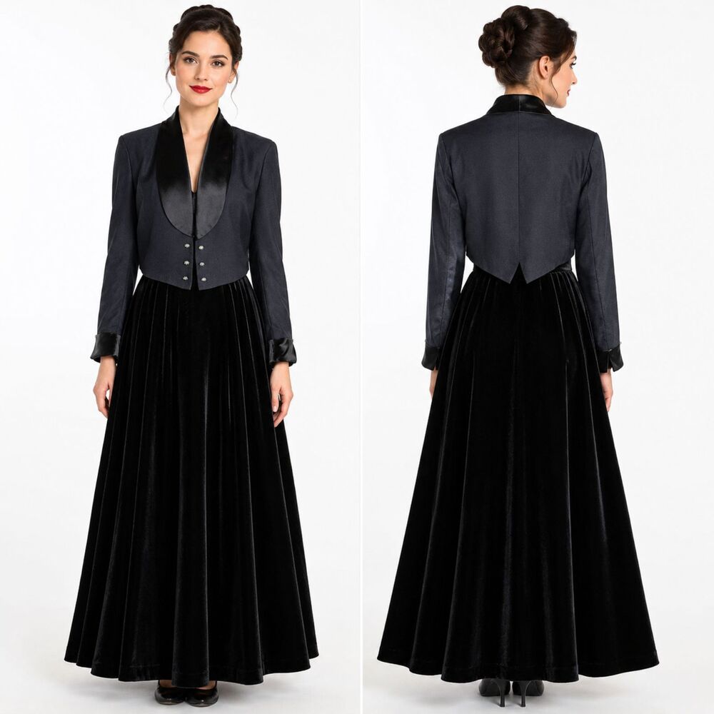 J.R. Nites by Caliendo 10 Elegant Black Open Front Crystal Buttons Short Jacket